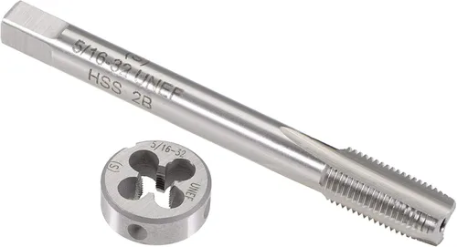 Vista 6 de uxcell 3/8 "-32 UNEF Juego de dados y grifos, HSS Macho de rosca de máquina con troquel de roscado redondo, mano derecha