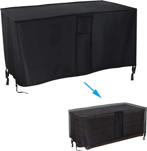Vista 14 de Cubierta de caja de almacenamiento al aire libre, cubierta de resina impermeable para caja de almacenamiento, 13.38 pulgadas de largo x 46.75