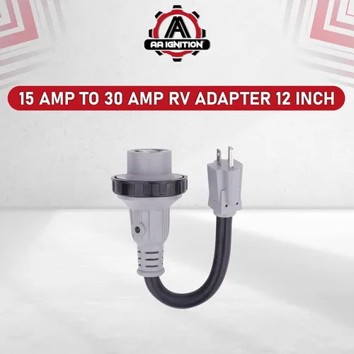 Vista 6 de AA Ignition Adaptador RV de 15 amperios a 30 amperios de 12 pulgadas, macho 5-15P a hembra L5-30R, enchufe convertidor eléctrico Dogbone de 125