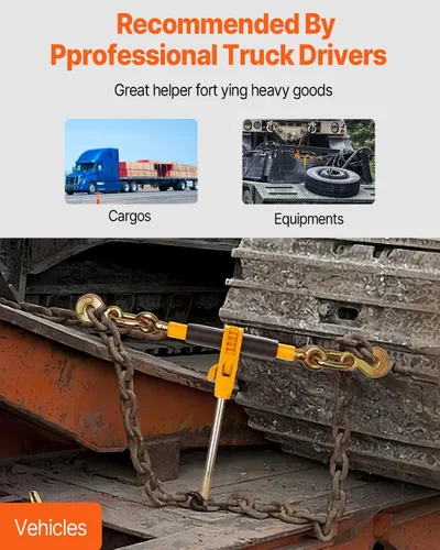 Vista 2 de VEVOR Carpeta de cadena de trinquete, carpetas de carga resistentes de 5/16"-3/8", con ganchos G80 límite de carga seguro de 7,100 libras, mango