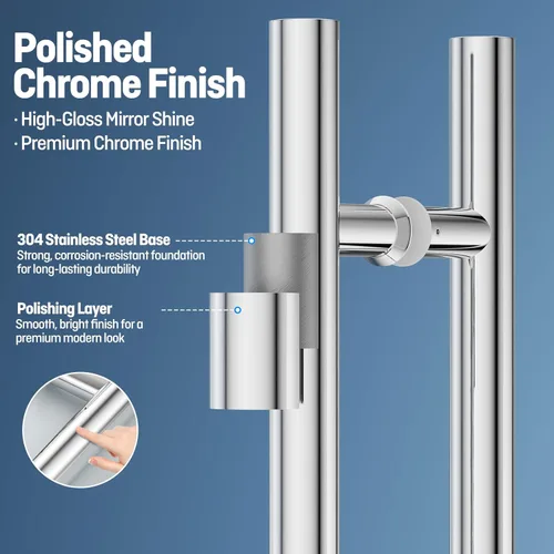 Vista 6 de Ranbo Manija de puerta estilo escalera de 12 pulgadas, espalda con espalda, 7.874 in (7-7/8 pulgadas) CTC, acero inoxidable 304 de 0.047 in