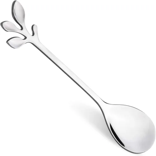 Vista 9 de Cuchara de café creativa de acero inoxidable con flores, cucharas de sopa de azúcar, cucharas para remover té helado de 4.8 pulgadas, cucharas
