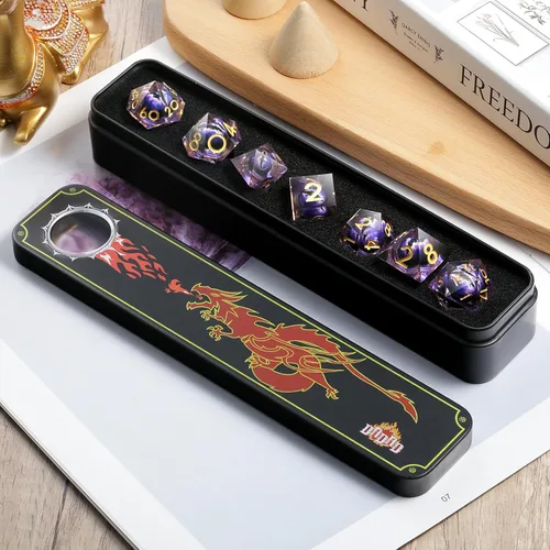 Vista 223 de DNDND Dados de Resina Ojo DND de Borde Afilado Dado de D&D con Estuche de Regalo para Juego de Dungeons and Dragons (Ojo de Dragón Verde)