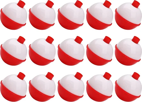 Bobbers de pesca a presión, flotadores de pesca redondos de ABS duro, flotadores de boya con botón para crappie, decoración de fiestas, rojo/blanco