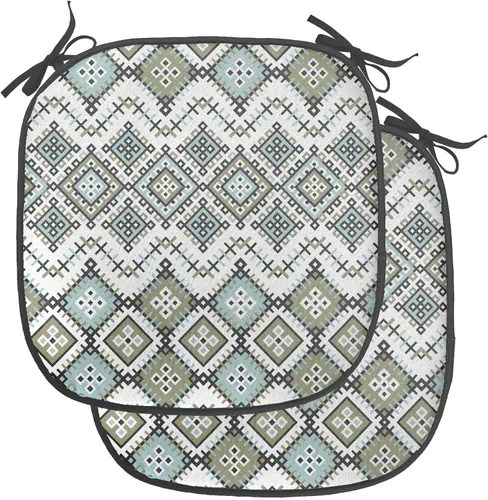 Vista 91 de Ambesonne Grunge Chair Seating Cushion, Retro Striped Background Pineapple Vintage Hippie Graphic, Anti-Slip Seat Padding for Kitchen & Patio