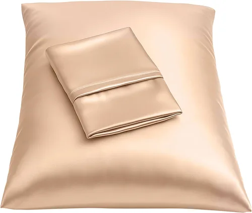 Vista 34 de ShopBedding - Lujosa funda de almohada de satén para el cabello, 2 unidades, satinada, estándar, con cremallera, estampado de cebra marrón, Blissford
