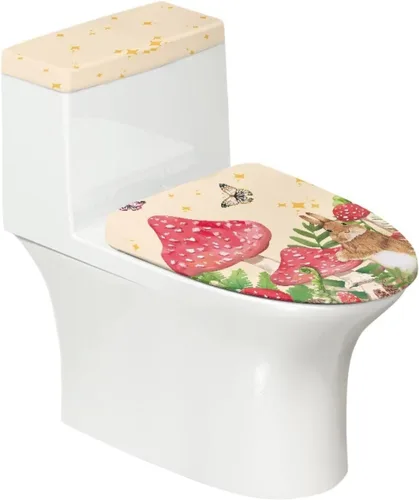Vista 22 de Ystardream Juego de 2 fundas de inodoro y fundas de asiento de mar profundo, fundas de tapa de asiento de inodoro, fundas lavables para tanque