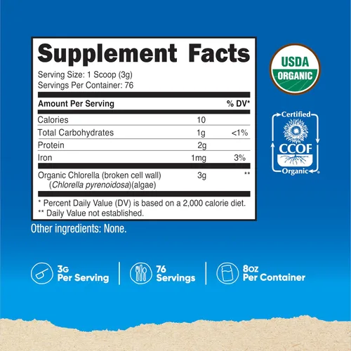 Vista 2 de Nutricost Organic Chlorella Polvo 8oz (3000mg)