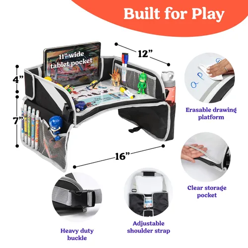 Vista 7 de PILLANI Paquete de viaje: bandeja de viaje para niños y bolsa de pañales