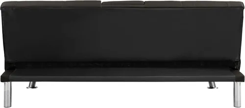 Vista 6 de LUMISOL Sofá cama tipo futón plegable convertible con 2 portavasos, sofá cama para sala de estar, sofá biplaza con marco de madera con patas