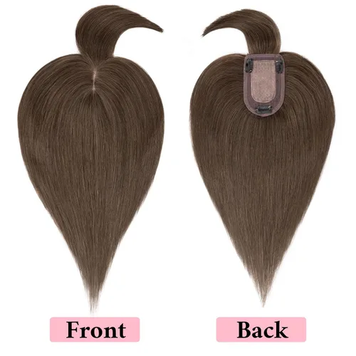 Vista 3 de SEGO Toppers de cabello humano 100% real, con flequillo de aire, base de seda 150% de densidad, topper con clip, 2.7 x 5.1 pulgadas, piezas