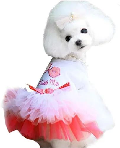 Vista 7 de Vestido para perro de Chihuahua - Lindos vestidos para perras para cachorros pequeños, color rosa, XS
