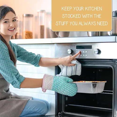 Vista 3 de PLASTICPRO Moldes desechables de papel de aluminio para llevar de 5 LB de 7'' X 10'' X 3'' pulgadas, moldes para hornear - utensilios de cocina