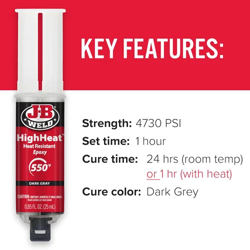 Vista 5 de J-B Weld Jeringa de epoxy de alto calor, gris oscuro