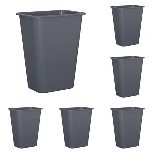 Vista 15 de Cubo de basura rectangular beige de 13 cuartos de galón / 3 galones para dormitorio, oficina, baño, se adapta debajo del escritorio