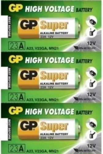 Vista 2 de My Battery Supplier Paquete de 3 baterías GP23AE GP 23A MN21 A23 V23GA VR22 de 12 voltios con paño