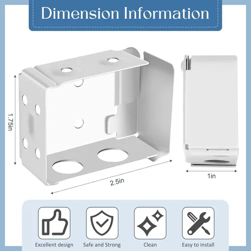 Vista 7 de Hotop Soportes para persianas de 2 pulgadas, soporte de montaje de caja de perfil bajo para barandilla de ventana, color blanco (4)