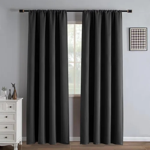 Vista 104 de IGEMAEVE Cortinas opacas de tamaño personalizado para dormitorio, 100 % opacas, 1 panel, aislamiento térmico, cortinas de oscurecimiento