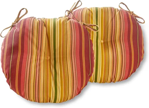 Vista 57 de Greendale Home Fashions Cojín redondo para asiento bistro de 15 pulgadas, 2 unidades (paquete de 1), Adobe Stripe