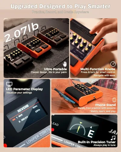 Vista 3 de JOYO Amplificador de guitarra eléctrica portátil de 10 W, pedal multiefectos, amplificador combinado con interruptor de pie, modelos de 14 amperios