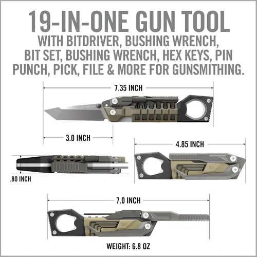 Vista 9 de Real Avid Herramienta para Pistola para Mantenimiento de Armas Multiherramienta para Pistola 19 en 1 y Herramienta Utilitaria para Pistolas