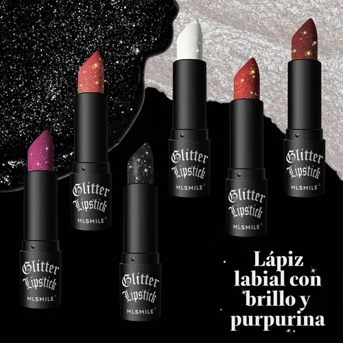 Vista 4 de Lápiz labial Diamond - Brillo de labios y sombra de ojos impermeable de larga duración, con purpurina, copa antiadherente de alto brillo, brillo
