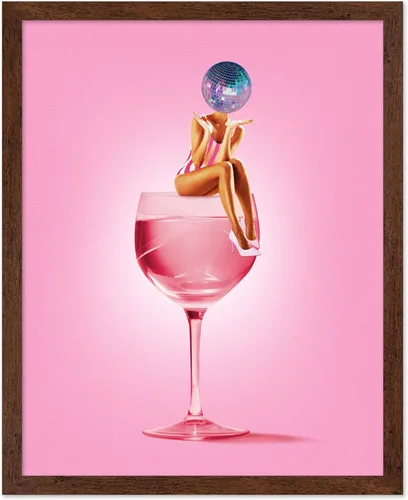 Vista 23 de Poster Master Disco Ball Head Poster - Retro Cocktail Print - Alcohol Art - Martini Glass Design - Preppy Design - Disco Print - Bar Cart Decor