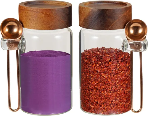 Vista 26 de Tarro de vidrio con tapa superior de rosca, tarros de vidrio de borosilicato de 37 onzas, recipientes de condimentos para cocina, recipientes