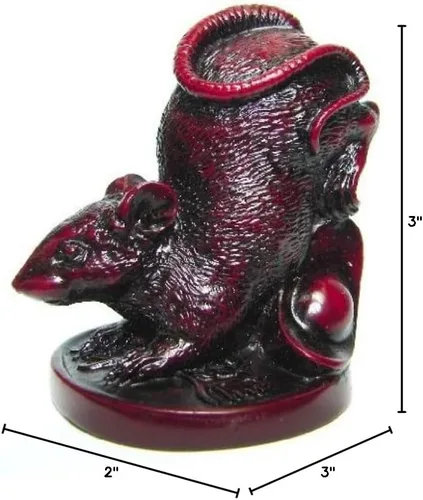 Vista 2 de Feng Shui Import Estatuas de rata roja para el año chino de la rata