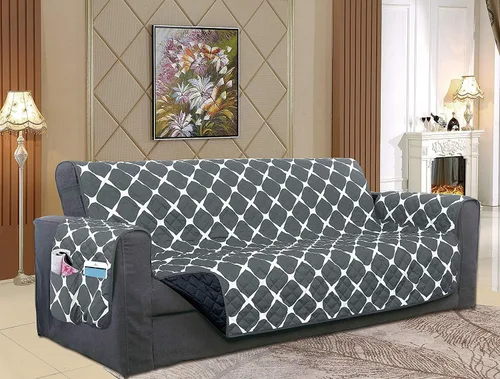 Vista 12 de Celine Linen Bloomingdale - Funda acolchada reversible de 2 tonos con bolsillos inteligentes de almacenamiento de doble cara, antideslizante, ideal