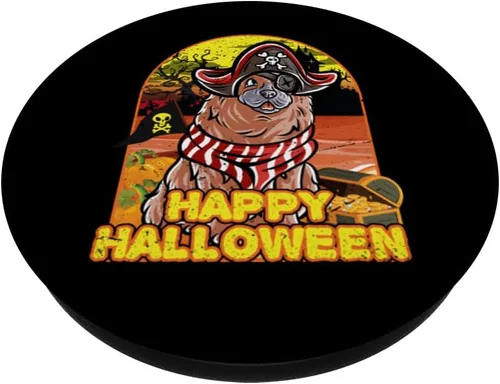 Vista 2 de Chow Chow Happy Halloween Costume Pirate PopSockets Standard PopGrip