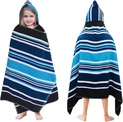 Vista 13 de ORIGINAL KIDS Fouta - Toalla de baño envolvente con capucha y flecos, paquete de 2, 100% algodón, sin arena, ligera, de secado rápido, súper