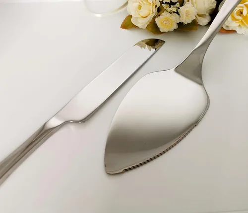 Solid Wedding Cake Cutting Ceremony Gift, Colored Pie Pastry Serving Set, Luxury Shine Stainless Steel Knife Server Kit, Anniversary, Birthday,