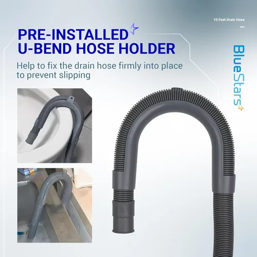Vista 5 de BlueStars Manguera universal de drenaje para lavavajillas y lavadora de 10 pies - Kit de extensión corrugada flexible con 1 adaptador de extensión