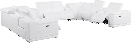 Vista 611 de BlackJack Furniture Venice - Sofá modular de cuero italiano de grano superior de 5 piezas con 3 reclinables eléctricos, reposacabezas ajustable