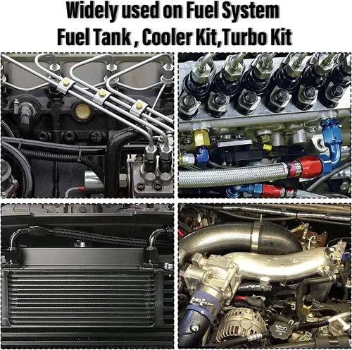 Vista 3 de Adaptador de púas de manguera 8AN Flare a 3/8, conector EFI hembra de desconexión rápida, conector de púas a presión de línea de combustible