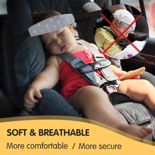 Vista 6 de Soporte para la cabeza del asiento de automóvil para bebé, correas de asiento de automóvil, correa de alivio para el cuello del cochecito