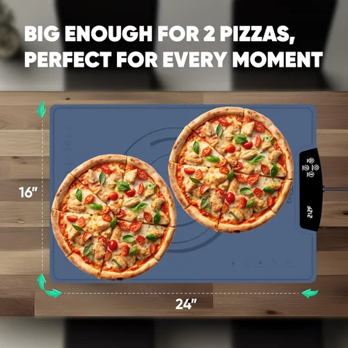 Vista 2 de BREETEE Tapete eléctrico para calentar alimentos – Tapete de calefacción de silicona para alimentos con 9 niveles de temperatura – Tapete