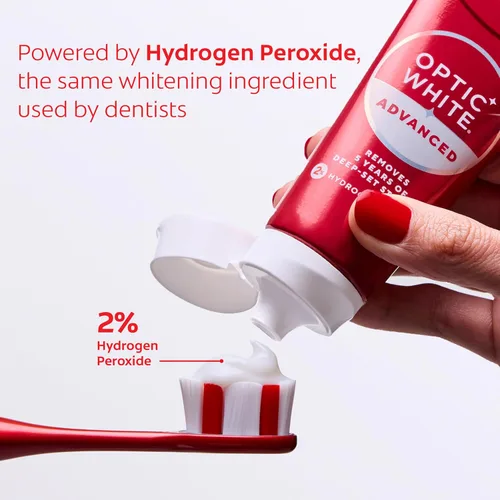 Vista 7 de Colgate Optic White Advanced - Paquete de pasta de dientes con peróxido de hidrógeno, pasta dental blanqueadora, fórmula de peróxido de hidrógeno