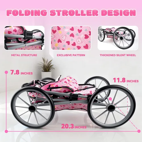 Vista 5 de SMILESSKIDDO - Juego de juguete de cochecito de muñeca bebé - Muñecas blandas de 12 pulgadas con accesorios, silla de comedor, ropa para muñecas