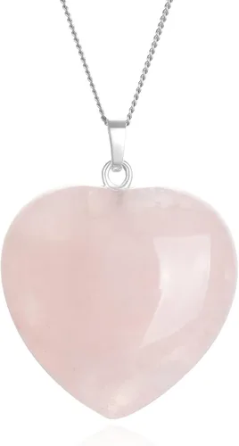 Collar con colgante de corazón grande con piedra natural con texto en inglés "You are My Only Love", con cristales curativos, cuarzo, reiki,