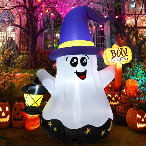 GOOSH - fantasma blanco inflable para Halloween con lampara en la mano para decoración de Halloween y para el patio al aire libre, 5 pies de
