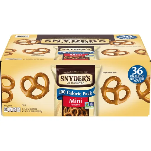 Snyder's of Hanover Mini pretzels, paquetes individuales de 100 calorías, 36 unidades