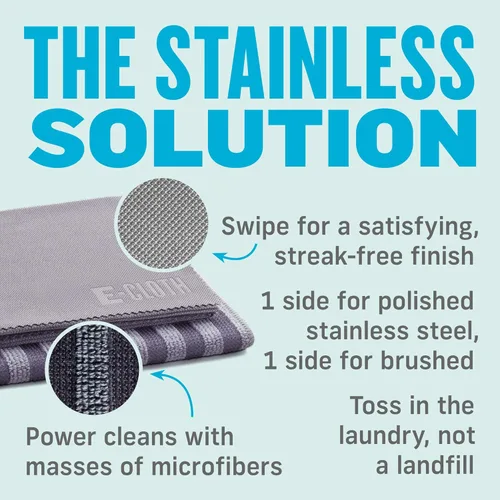 Vista 9 de Kit de Paño de Limpieza de Microfibra de Acero Inoxidable E-Cloth - Limpiador de Acero Inoxidable para Electrodomésticos, Horno, Estufa y Más