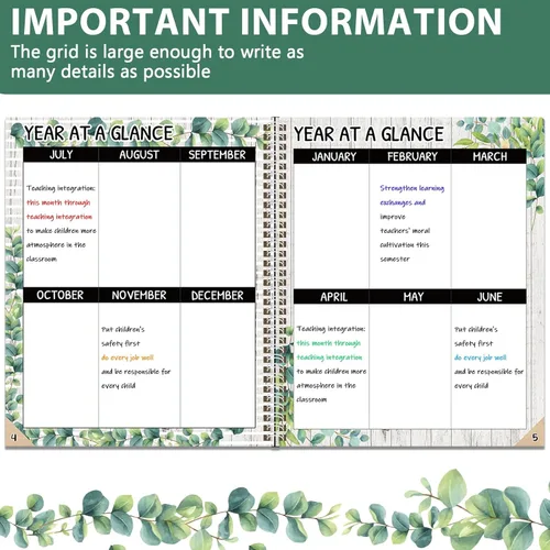 Vista 4 de Libro de registro de eucalipto, libro de registro para profesores, hojas verdes, suministros de oficina, regalos para profesores, aula, decoración