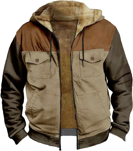 Men's Winter Coat Heavyweight Sherpa Fleece Lined Jacket Full Zip Up Thick Thermal Hoodie Coat Parka Swearshirts Coat