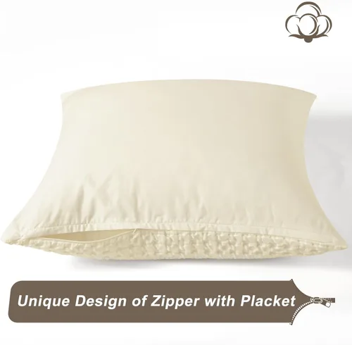 Vista 5 de PHF Fundas de almohada con tejido de gofre de 24" x 24", paquete de 2, funda de almohada cuadrada 100% algodón para decoración de ropa de cama, sin