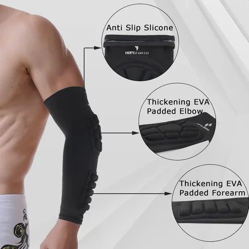 Vista 2 de Juego de 2 mangas de compresión acolchadas en el codo y en el antebrazo, para soporte y protección