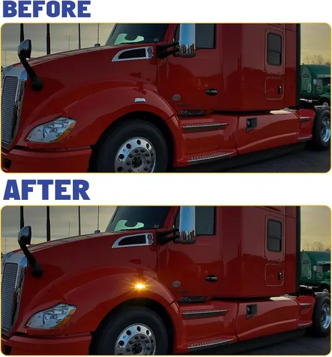 Vista 2 de Xotic Tech - Lámparas LED de señal de marcador lateral con lente transparente, compatible con Kenworth T680 T700 T880 Peterbilt 567, ámbar 3-SMD
