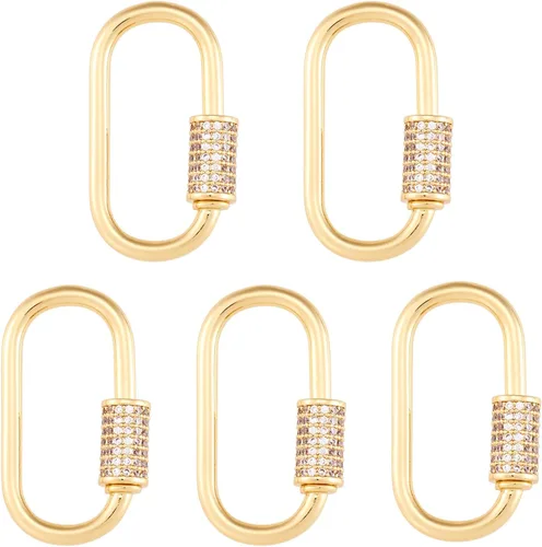 Vista 12 de Dijes de bloqueo de mosquetón de tornillo, Circonita cúbica Latón, circonita